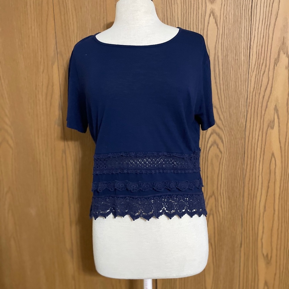 Navy and Lace Crop Top